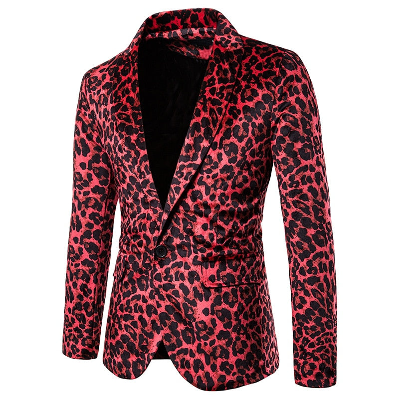 Men's Red Leopard Print Nightclub Suit Jacket – Street Genius
