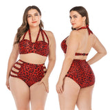 Red Leopard Plus Size Side Hollow Out