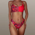 Red Leopard  Push Up Bikini Set Brazilian Summer Beach Swim Suit