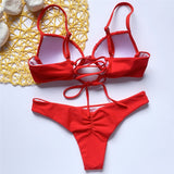 2020 Red Bikini Set Swimwear Women Two Piece Bikini