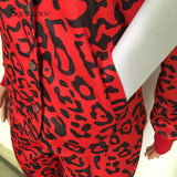 Red Leopard 2 Piece Matching Outfit Women Fall Streetwear