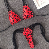 Red Leopard Print Bikini Sexy Two Pieces Strappy Swimsuit