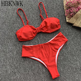 Red Bow Bikinis 2019 Summer Women Swimsuit
