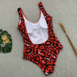 Red Leopard One Piece Swimsuit Body Suits Push Up Swimwear Women Brazilian Beach Bathing Suit Swim Wear