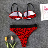 Sexy Red Leopard Print Bikini With Push Up Swimsuit For Women