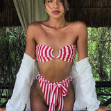 Sexy Striped Bandeau Push Up Swimsuit
