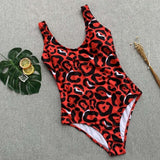 One piece Red Leopard Monokini Bathing Suit