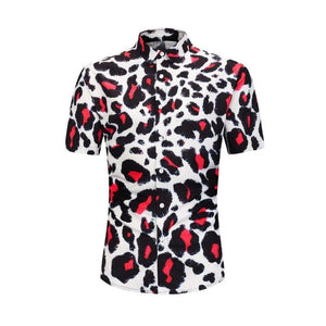 Red leopard Men Shirt Summer Style