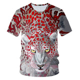 3D Print Red leopard streetwear T shirt Men Short Sleeve Unisex