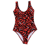 Red Women Leopard One Piece Swimsuit Body Suits Push Up Swimwear Women Brazilian Beach Bathing Suit Swim Wear